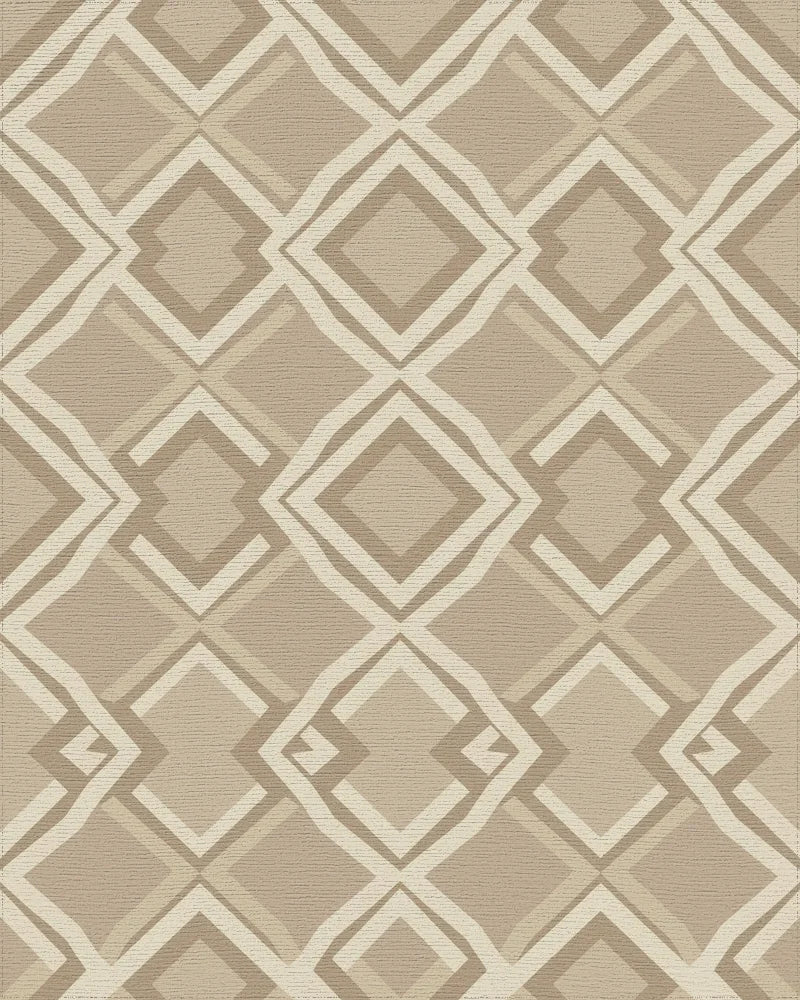 Neutral Earth Tone Diamond Geo Rug - Cutout View