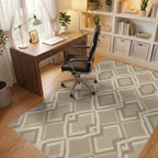 Neutral Earth Tone Diamond Geo Rug Office View