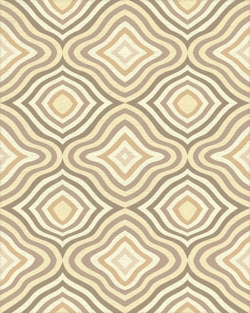 Neutral Earth Tone Rounded Diamonds Rug - Cutout View