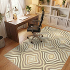 Neutral Earth Tone Rounded Diamonds Rug Office View