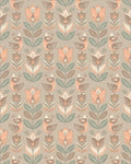 Neutral Earthy Tone Folk Floral Birds Rug - Cutout View