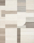 Neutral Geometric Block Abstraction Rug - Cutout View