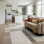 Neutral Geometric Block Abstraction Rug - Living Room View
