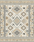 Neutral Geometric Diamond Ethnic Rug - Cutout View