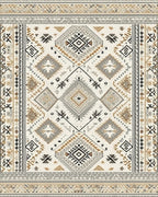Neutral Geometric Diamond Ethnic Rug - Cutout View