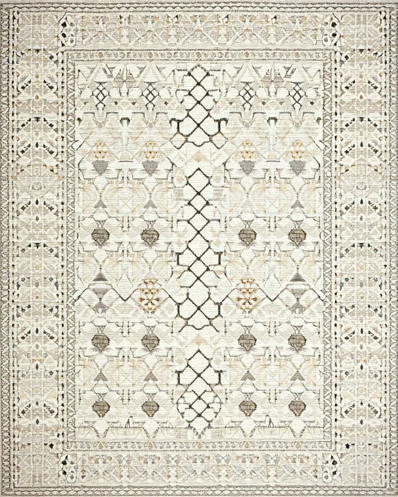 Neutral Geometric Lattice Border Rug - Cutout View