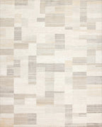 Neutral Geometric Patchwork Blocks Rug - Cutout View