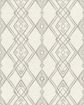 Neutral Gray Diamond Chain Geometric Rug - Cutout View