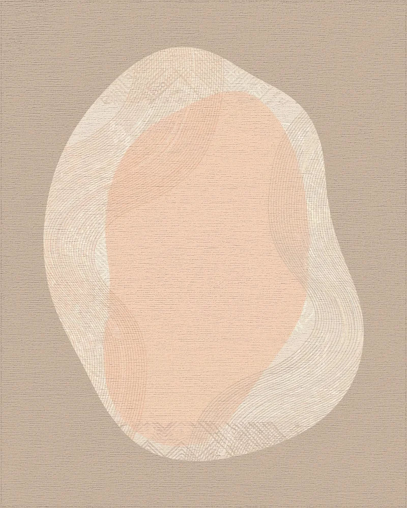 Neutral Organic Flowing Waves Rug - Cutout View