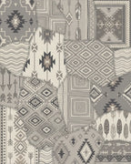 Neutral Patchwork Geometric Diamond Feather Rug - Cutout View