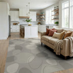 Neutral Pebble Organic Overlay Rug Living Room View