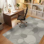 Neutral Pebble Organic Overlay Rug Office View