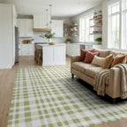 Neutral Simple Plaid Pattern Rug Living Room View