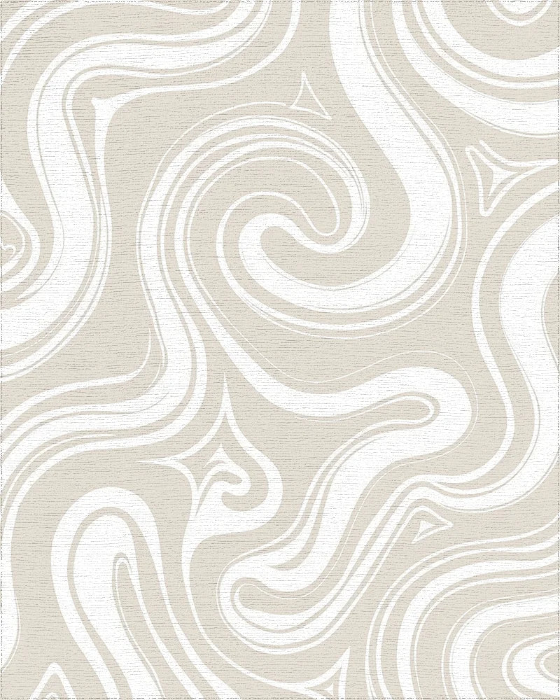 Neutral Swirling Ribbon Pattern Rug - Cutout View