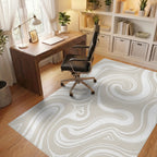 Neutral Swirling Ribbon Pattern Rug Office View