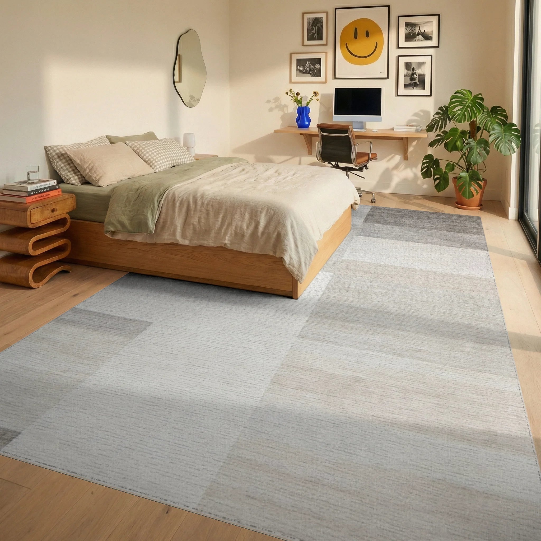 Neutral T Rug - Bedroom View