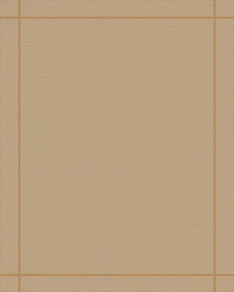 Neutral Tan Geometric Border Rug - Cutout View