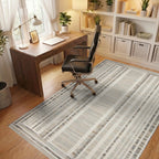 Neutral Tonal Vertical Stripe Rug - Office View