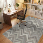 Neutral Tone Chevron Stripe Rug Office View