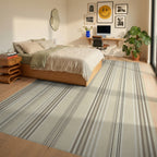 Neutral Tone Vertical Stripe Rug Bedroom View
