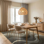 Neutral Tone Wave Abstract Rug Dining Room View