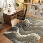 Neutral Tone Wave Abstract Rug Office View
