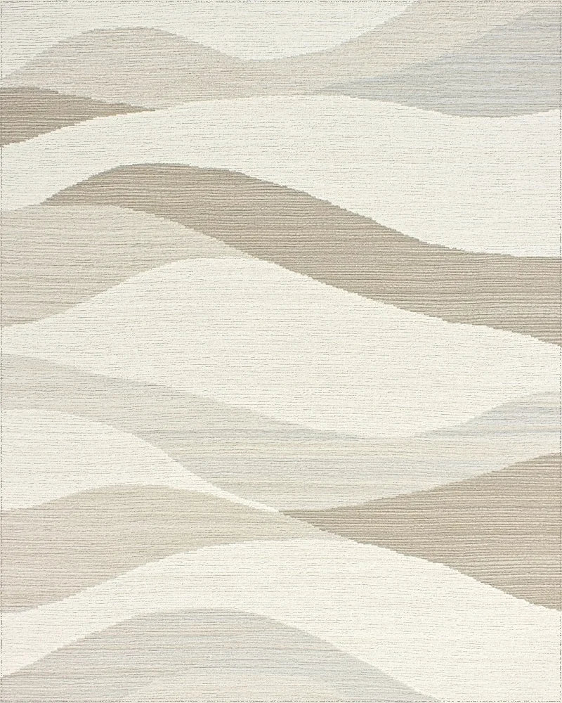 Neutral Toned Abstract Gradient Waves Rug - Cutout View