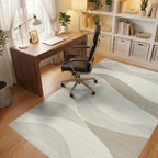 Neutral Toned Abstract Gradient Waves Rug - Office View