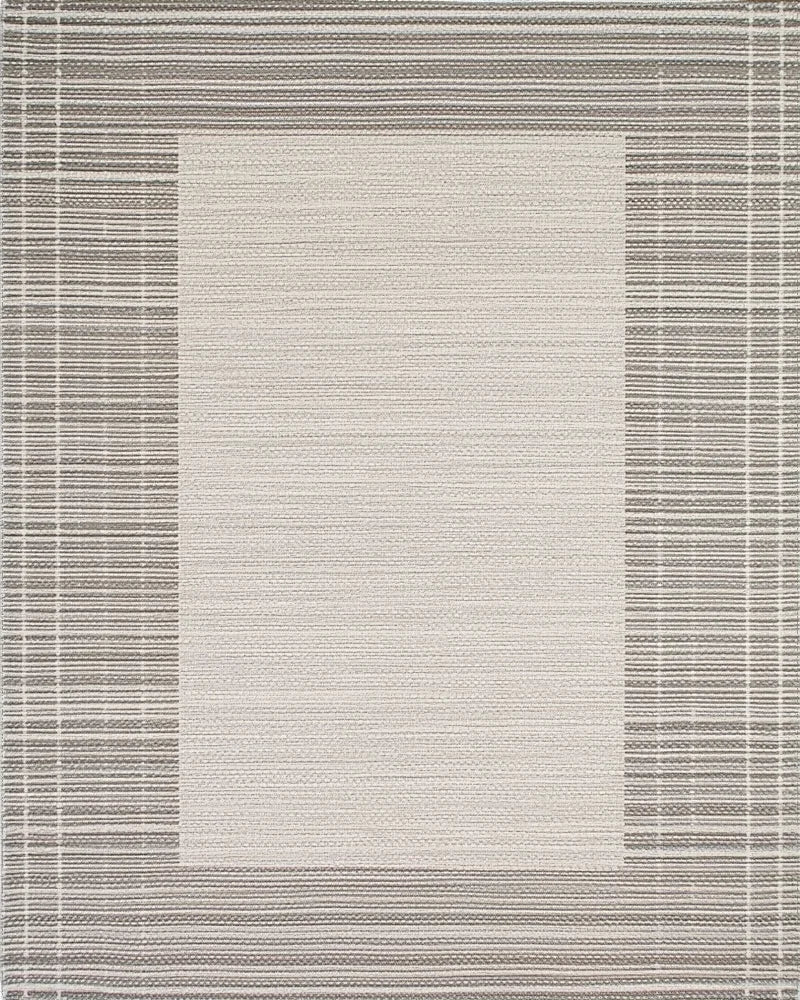 Neutral Toned Geometric Border Rug - Cutout View