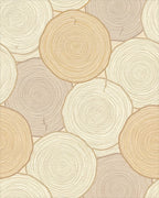 Neutral Wood Slice Rings Rug - Cutout View