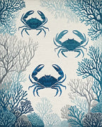 Ocean Blue Crab Coral Arrangement Rug - Cutout View