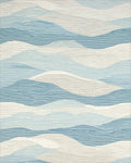 Ocean Blue Wavy Horizon Rug - Cutout View