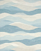 Ocean Blue Wavy Horizon Rug - Cutout View