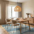 Ocean Blue Wavy Horizon Rug - Dining Room View