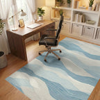 Ocean Blue Wavy Horizon Rug - Office View
