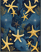 Ocean Starfish Coral Pattern Rug - Cutout View