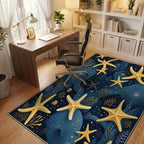 Ocean Starfish Coral Pattern Rug - Office View