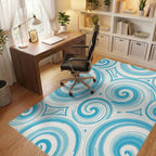 Ocean Swirl Blue Textured Rug Office View