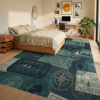 Ocean Voyages Stamps Collage Rug Bedroom View