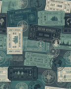 Ocean Voyages Stamps Collage Rug - Cutout View