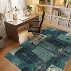 Ocean Voyages Stamps Collage Rug Office View