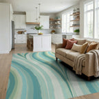 Ocean Wave Striped Pattern Rug Living Room View