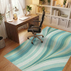 Ocean Wave Striped Pattern Rug Office View