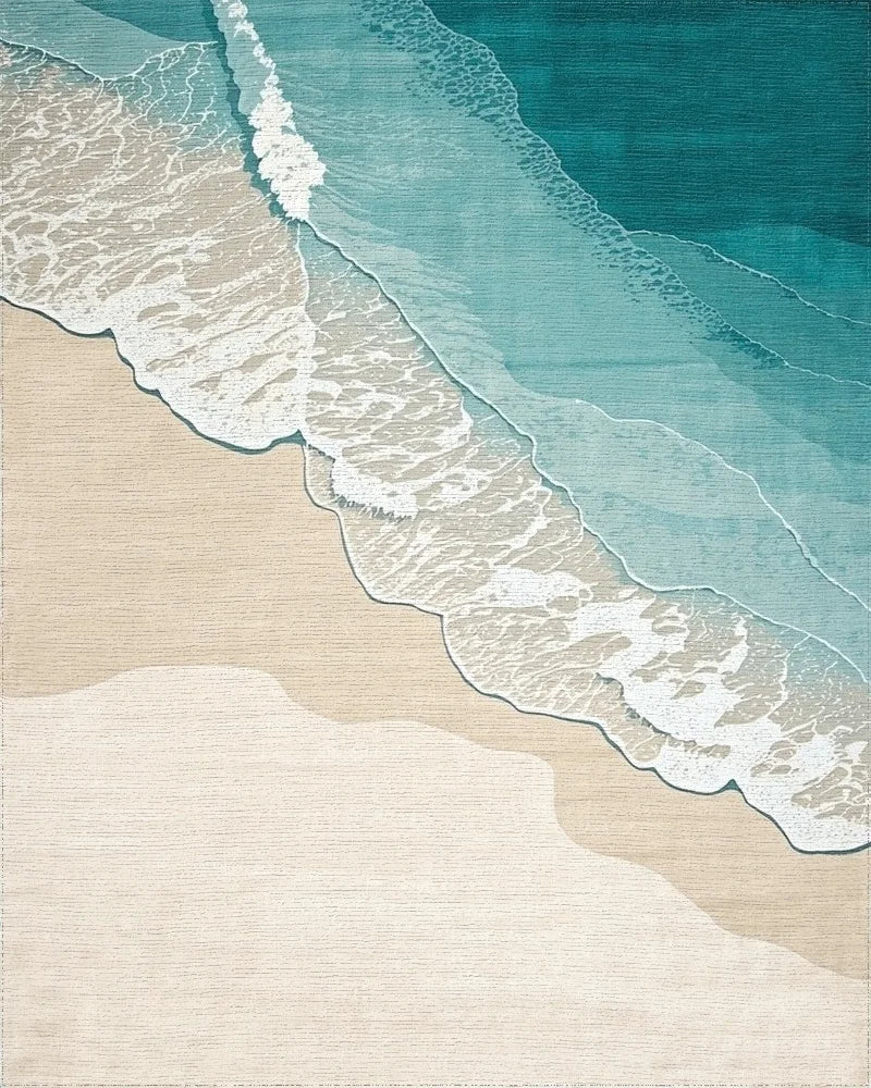 Ocean Waves Sandy Shore Design Rug - Cutout View