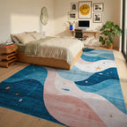 Ocean Waves Starfish Coral Rug - Bedroom View