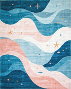 Ocean Waves Starfish Coral Rug - Cutout View
