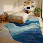 Ocean Waves Starfish Fish Sun Rug - Bedroom View