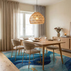 Ocean Waves Starfish Fish Sun Rug - Dining Room View