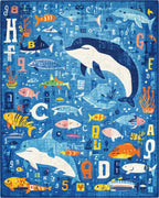 Oceanic Alphabet Dolphin Fish Collection Rug - Cutout View