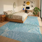 Oceanic Blue Coral Branch Arrangement Rug Bedroom View
